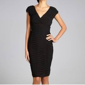 Adrianna Papell Black Shutter Pleated Sheath Dress - Size 14 🖤 NWT
